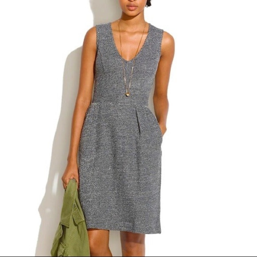 Madewell multicolor Textured Cotton Pleated  Sleeveless Dress Medium NWT